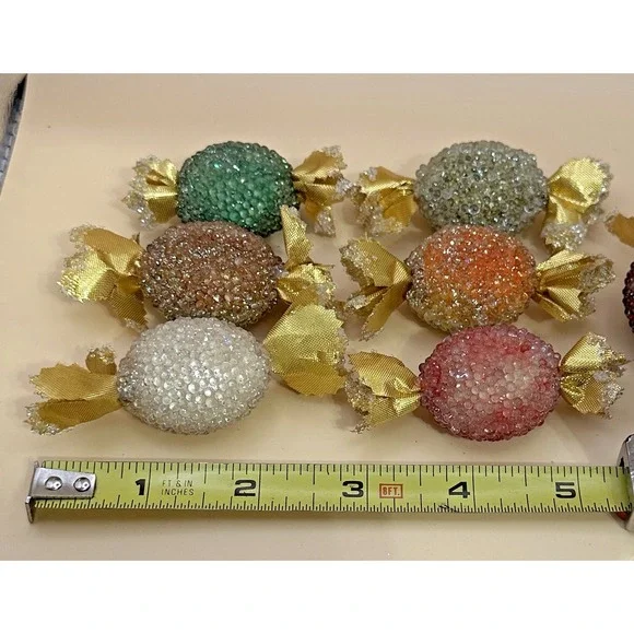 VTG Beaded Candy Pieces Faux Sugared W/ Gold Wrapper MCM Lot of 14 RARE - Picture 8 of 8